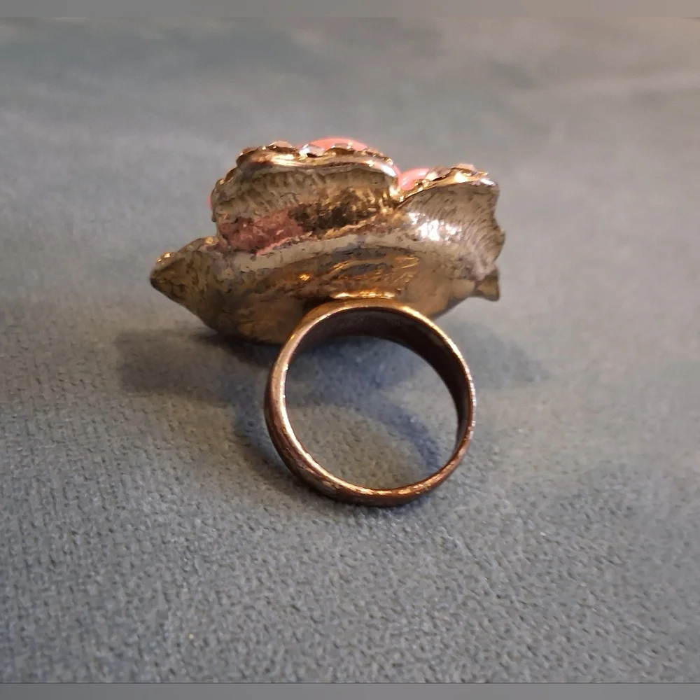 Resin & Rhinestone Cocktail Ring, Size 8